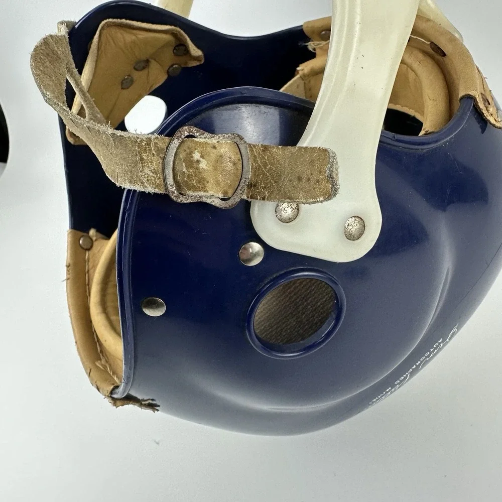 Vintage Franklin football helmet blue HM 8 Jim Patton autographed model Leather